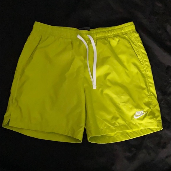 lime green nike woven shorts
